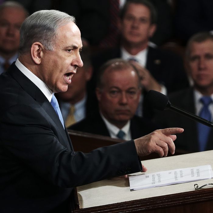 Israeli Prime Minister Benjamin Netanyahu addresses a joint meeting of the United States Congress in the House chamber at the U.S. Capitol March 3, 2015 in Washington, DC. During his speech, Netanyah said, 