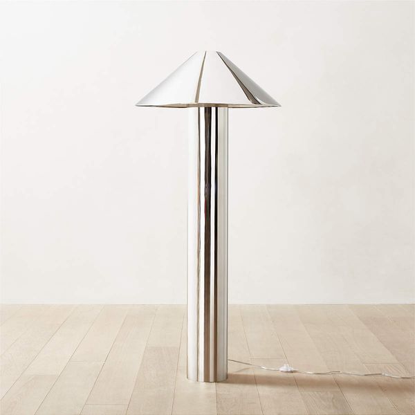 CB2 Gigi Polished Stainless-Steel Floor Lamp