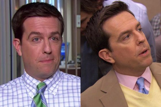 Most
          men on The Office
          wear, shall we say, earthy colors. Conversely, Andy's bright hues evoke the
          kind of (secretly irritating) person who recasts 300 days of winter as 65 days
          of summer. Perhaps that ceaseless optimism explains why he stayed engaged to
          cold-fish Angela for so
          freaking long. He's since kicked up the pastels a notch, which
          makes sense; the dude needed something
          to be happy about while his true love Erin was
          dating someone else, and this is the man version of putting on some bright
          lipstick in order to perk yourself up. Here's hoping she comes around before he
          explores neon.