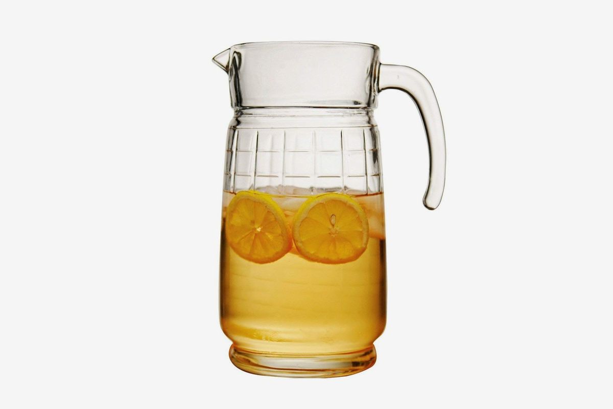 with Stainless Steel Lid Filter—1900ml Glass Pitcher Jug Water Juice Tea Carafe 