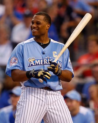 American League All-Star Robinson Cano #24 of the New York Yankees at bat in the first round during the State Farm Home Run Derby at Kauffman Stadium on July 9, 2012 in Kansas City, Missouri. 