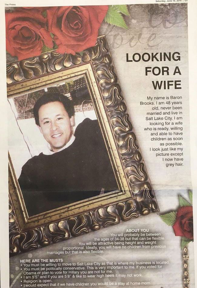 Dad Takes Out FullPage Dating Ad for His 48YearOld Son
