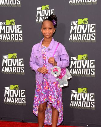 CULVER CITY, CA - APRIL 14: Actress Quvenzhane Wallis arrives at the 2013 MTV Movie Awards at Sony Pictures Studios on April 14, 2013 in Culver City, California. (Photo by Jason Merritt/Getty Images)