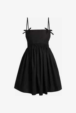 Ganni Cotton Poplin Bow-Accented Minidress