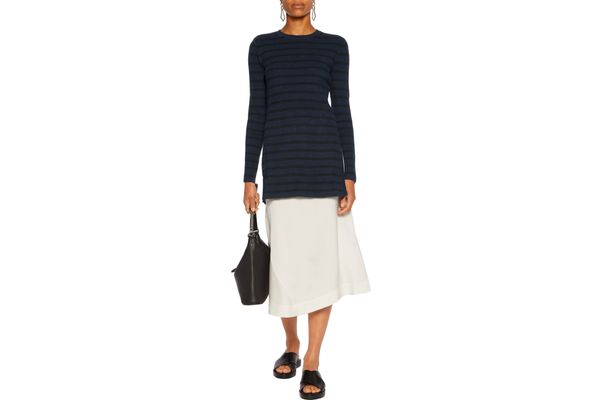 Ganni Striped ribbed cotton-blend sweater