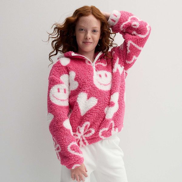 Limited Too Hooded Sherpa Quarter Zip - Girls 7-16