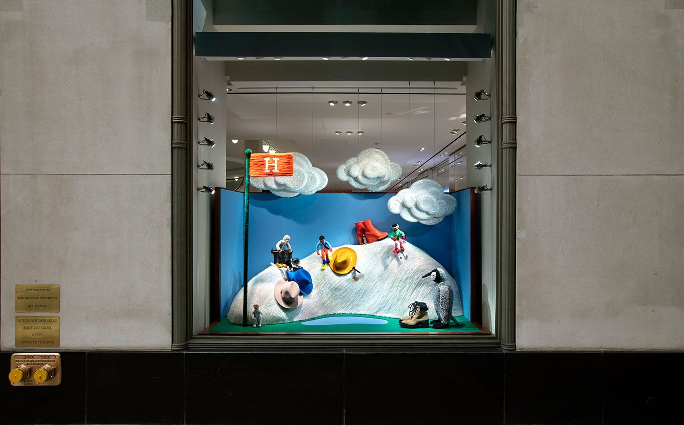 Hermès Holiday Windows Feature Don Porcella, Lucy Sparrow