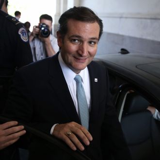  U.S Sen. Ted Cruz (R-TX) leaves the Capitol after he spoke on the Senate floor for more than 21 hours September 25, 2013 on Capitol Hill in Washington, DC. Sen. Cruz ended his marathon speech against the Obamacare at noon on Wednesday. 