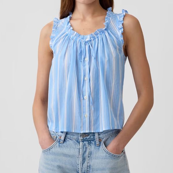 Gap Factory Relaxed Sleeveless Tie-Neck Top
