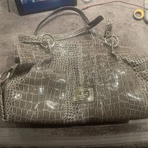Rosetti Faux Alligator Double Strap Handbag Grey