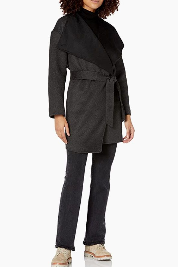 Dreamedge Women Winter Long Woolen Coat Bandage Overcoat with Buttons A-line Parka Casual Elegant