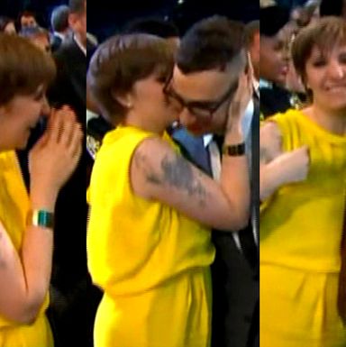 Lena Dunham was so happy last night. Everything made her giggle and smile. Maybe she was just excited to have a night away from the post-episode Girls hate.