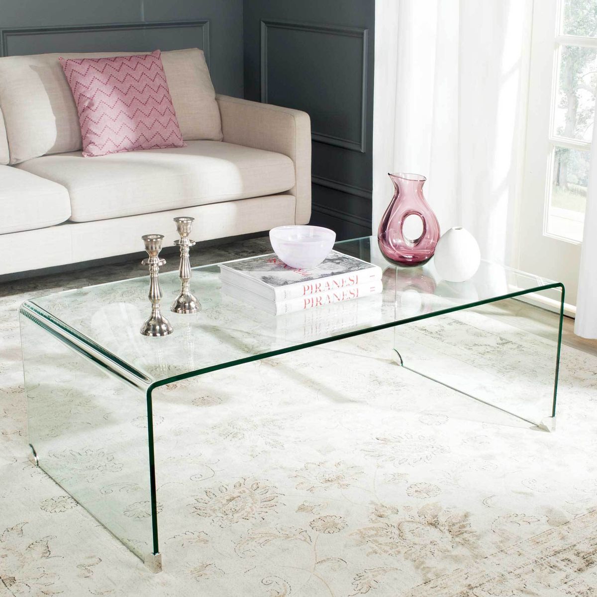 Plexiglass Transparent Coffee Table with Shelf l35xp30xh45 