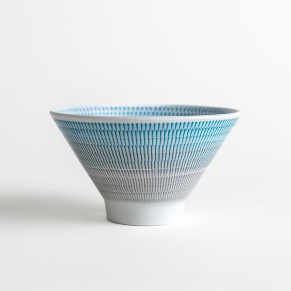 Isshin Kiln Stripe Mount Fuji Rice Bowl