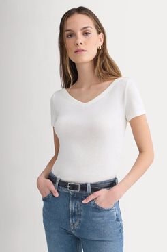 Everlane Tissue Short-Sleeve V-Neck Top