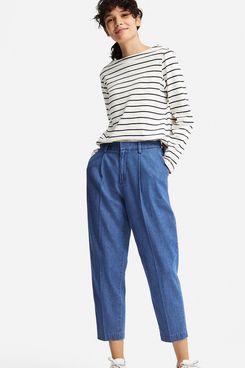 Uniqlo Women’s Cotton Tapered Indigo Ankle-Length Pants