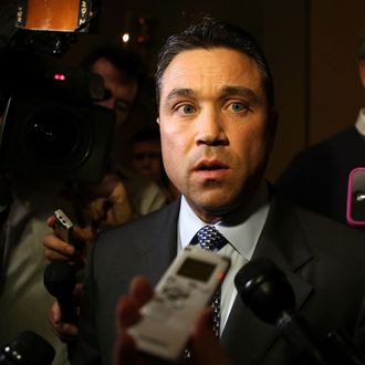 U.S. Rep. Michael Grimm (R-NY) speaks to the media prior to a meeting regarding the Sandy aid bill with Speaker of the House Rep. John Boehner (R-OH) January 2, 2013 on Capitol Hill in Washington, DC. The House Republican leadership was criticized for not acting on the Senate passed legislation for Hurricane Sandy disaster aid. 