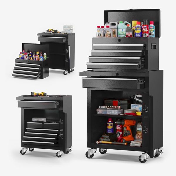 Tool Chest, 5-Drawer Rolling Tool Storage Cabinet with Detachable Top Tool Box
