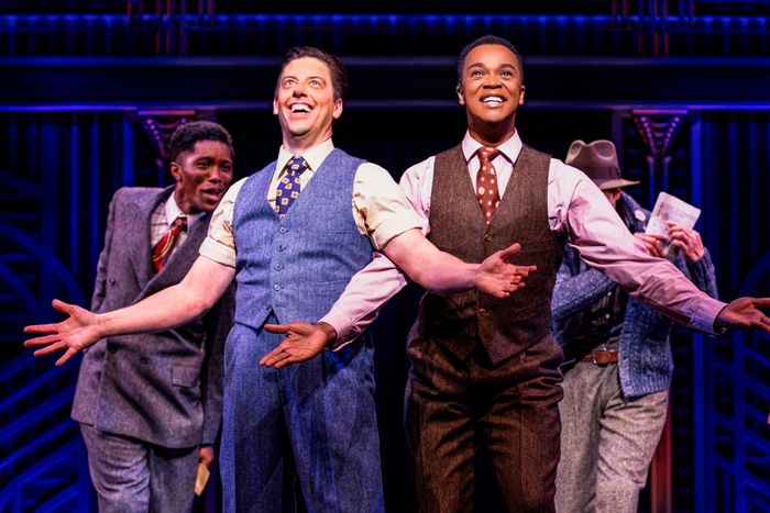 Christian Borle and J. Harrison Ghee in Some Like It Hot, at the Shubert.