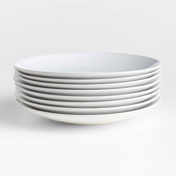 Crate & Barrel Craft White Stoneware Coupe Dinner Plates