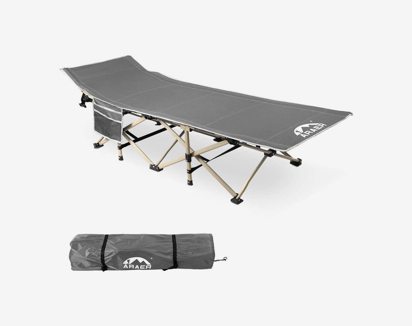 CAMPMAX Camping Cots for Aduts Most Comfortable Blue and Grey Double Layer Oxford Sturdy Folding Sleeping Cots for Heavy People Outdoor Travel Home Use Portable with Carry Bag