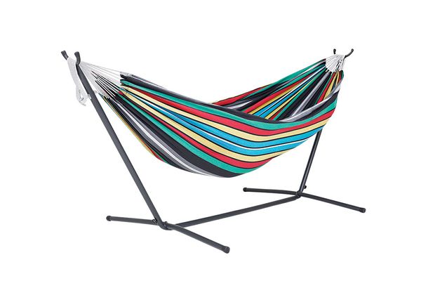 Vivere Double Hammock with Space Saving Steel Stand