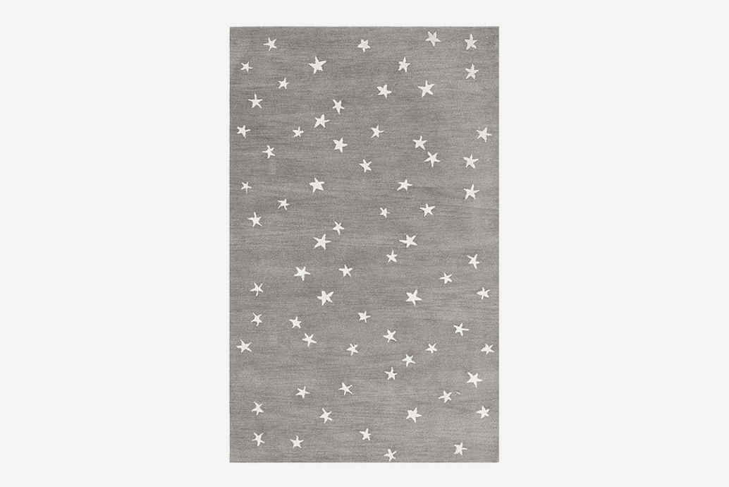 LIVONE Star Rug Childrens Bedroom Baby/Teenagers Rug with Stars in Silver Grey White 100 x 150 cm silver grey