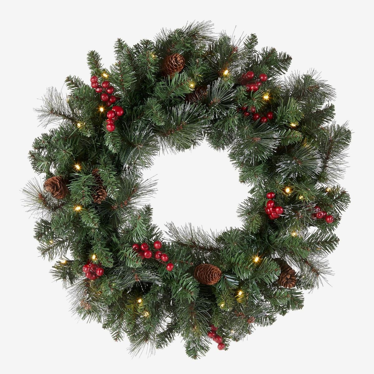 National Tree Company Pre-Lit Crestwood Spruce Wreath with Clear Lights - 24 In.