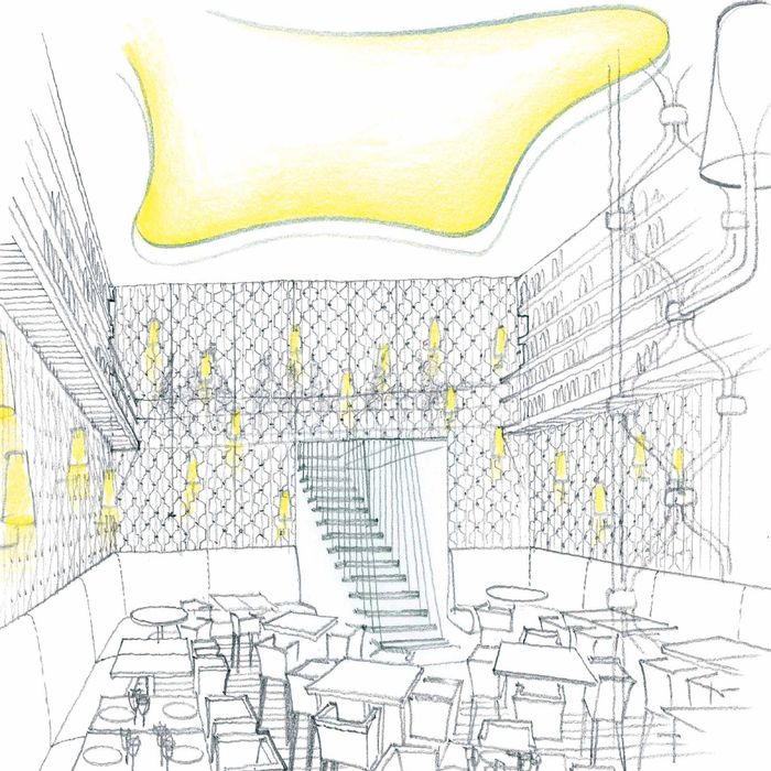 A rendering of the dining room.