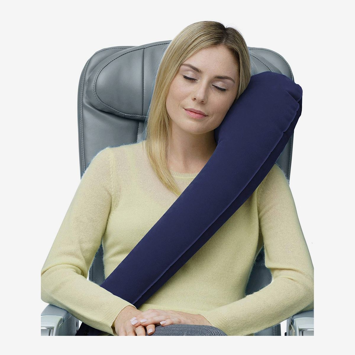 Compressible Adjustable Strong Support Travel Pillow Comfortable Lightweight Inner High Density and Outer Soft Pure Memory Foam Neck Pillow Train Bus Home Extra Large Travel Neck Pillow for Airplane 