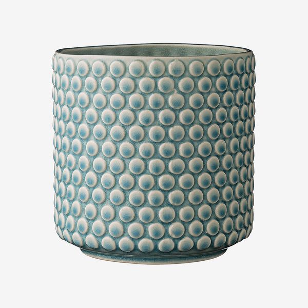 Bloomingville Scalloped Round Ceramic Flower Pot (Sky Blue)