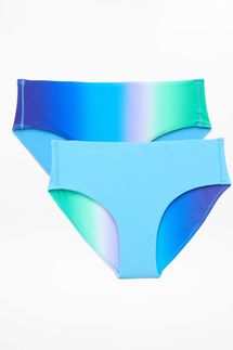 Athleta Girl Reversible Mid Rise Swim Bottom - Coastline Ombre/Cerulean