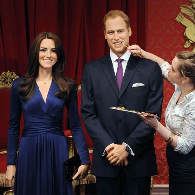 New wax figures of Prince William, Duke of Cambridge and Catherine, Duchess of Cambridge are being revealed at Madame Tussauds on April 4, 2012 in London, England.