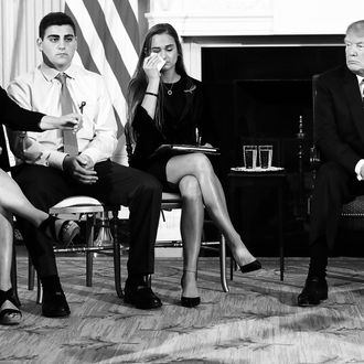 President Donald Trump hosting a listening session with Marjory Stoneman Douglas High School shooting survivors.