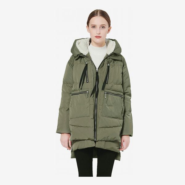 Orolay Womens Quilted Down Jacket Winter Long Coat Hooded Stand Collar Parka