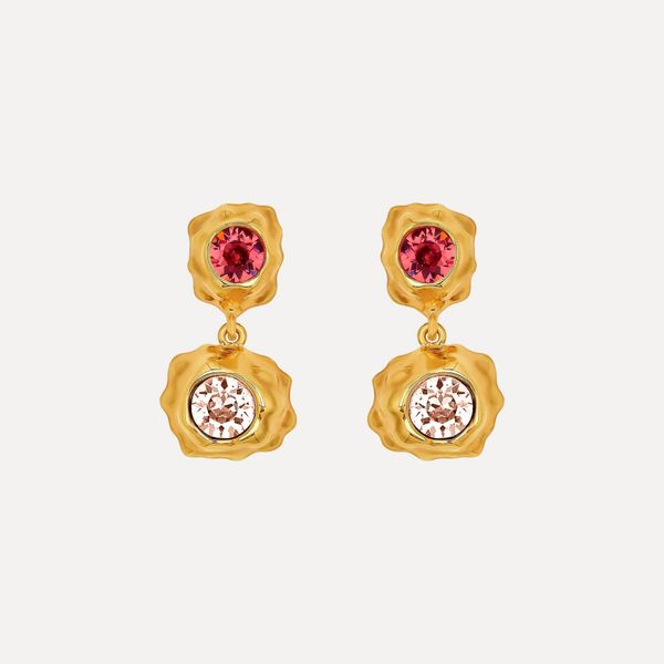 Oscar de la Renta Textured Metal Double Drop Earrings