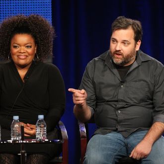 Actress Yvette Nicole Brown and Executive Producer/ Creator Dan Harmon speak during the 