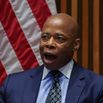 New York City Police Department (NYPD) Commissioner Edward Caban and Mayor Eric Adams appear at a press conference in New York