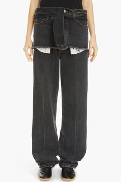 Meryll Rogge Wide Leg Jeans with Removable Deconstructed Overlay