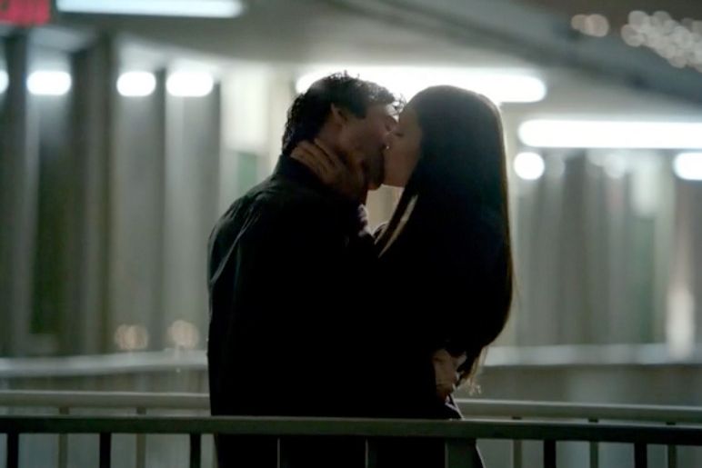 Damon and Elena's first kiss, The Vampire Diaries