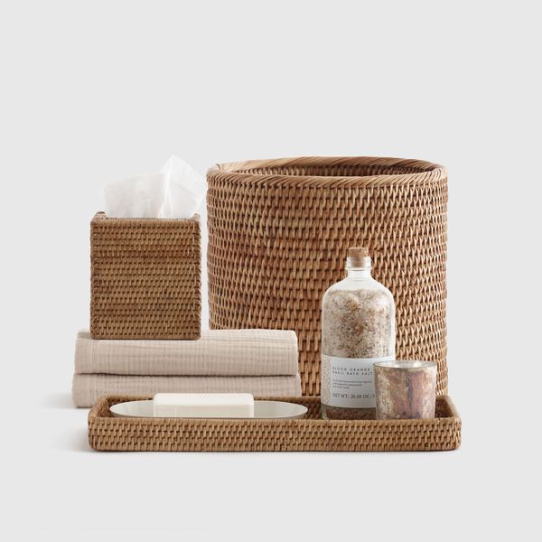 Quince Handwoven Rattan Bathroom Accessory Set