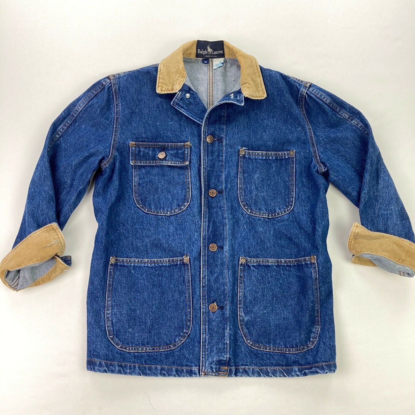 Vintage 70s Denim Jacket 1970s Indigo Zipper Jean Jacket Windbreaker with Flannel Lining