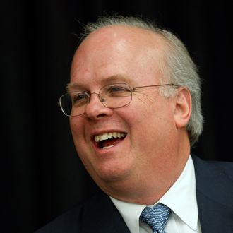 DALLAS, TX - APRIL 12: Karl Rove, former Deputy Chief of Staff and Senior Policy Advisor to U.S. President George W. Bush, prepares to lead a panel discussion at The 4% Project Conference on April 12, 2011 at Southern Methodist University in Dallas, Texas. The economic conference, sponsored by the George W. Bush Presidential Center, intends to increase awareness of public policies and private business strategies that increase opportunity and prosperity for Americans. (Photo by Tom Pennington/Getty Images) *** Local Caption *** Karl Rove