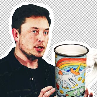 Elon Musk, the farting unicorn design in question.