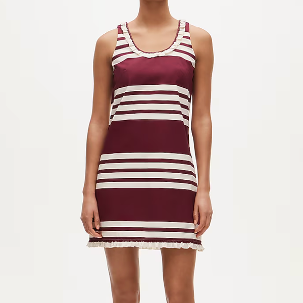 J.Crew Ruffle-Trim Scoopneck Mini Dress in Stripe