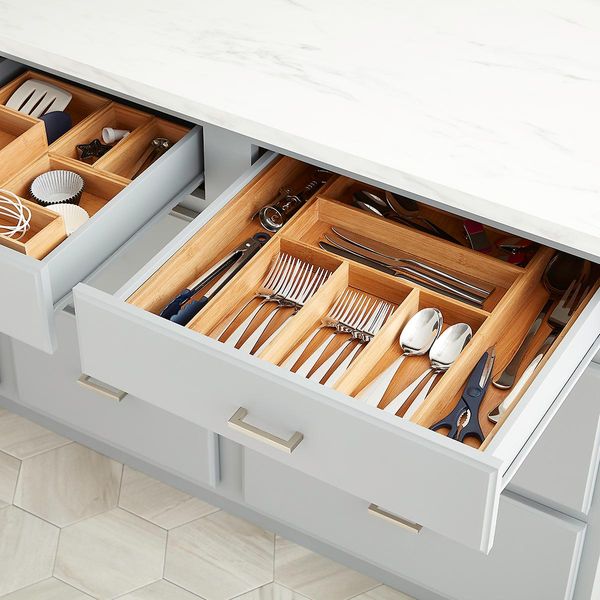The Container Store Expandable Bamboo Silverware Tray