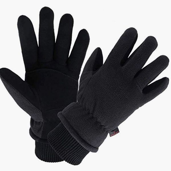 OZERO Water Resistant Thermal Glove with Deerskin Suede Leather and Insulated Polar Fleece