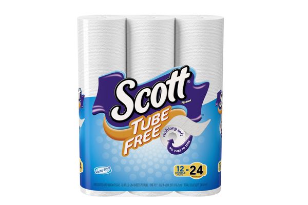 Scott Tube Free Toilet Paper, 12 Double Rolls