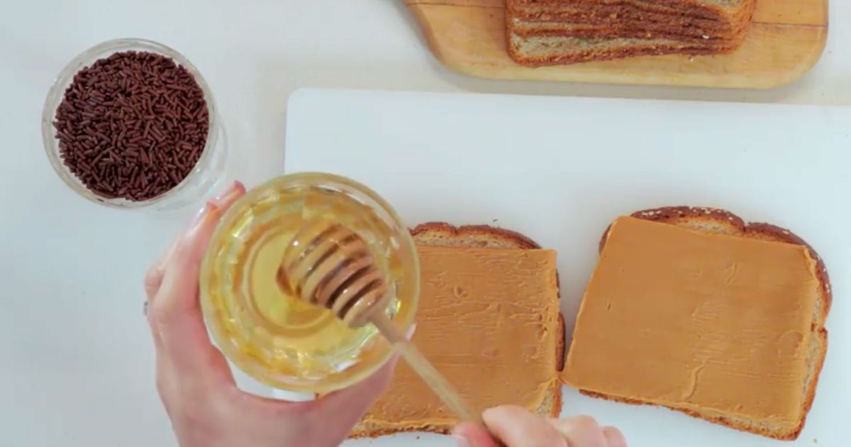 mom eating good peanut butter and crack sandwich