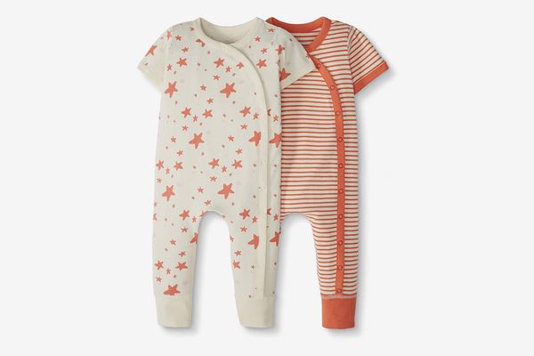 Moon and Back by Hanna Andersson Baby 2-Pack One-Piece Organic Cotton Short Sleeve Romper